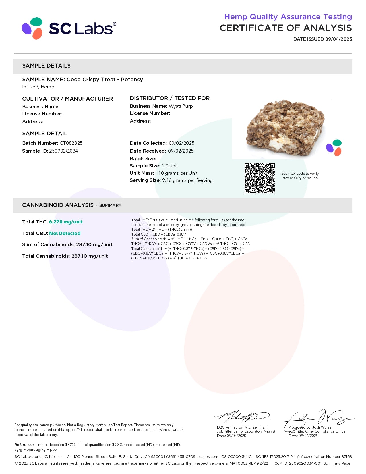 Cannabis Krispy THC Cereal Bar 350mg Edible - Coco Cereal Bar