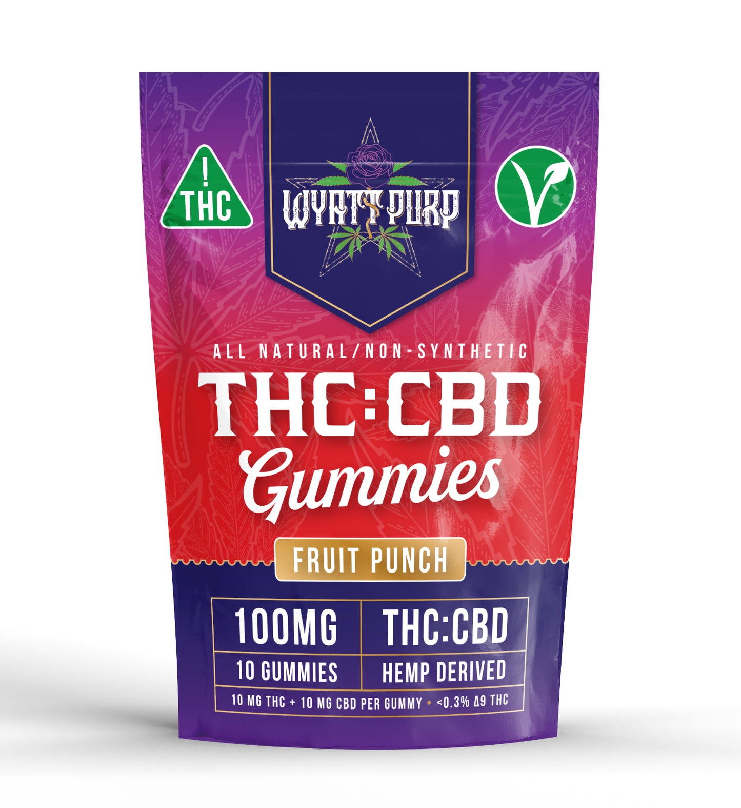 THC + CBD 100mg - Gummies 10 Pack of Edibles - Fruit Punch
