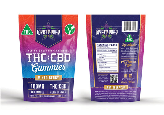 THC + CBD 100mg - Gummies 10 Pack of Edibles - Mixed Berry