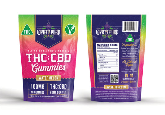 THC + CBD 100mg - Gummies 10 Pack of Edibles - Watermelon