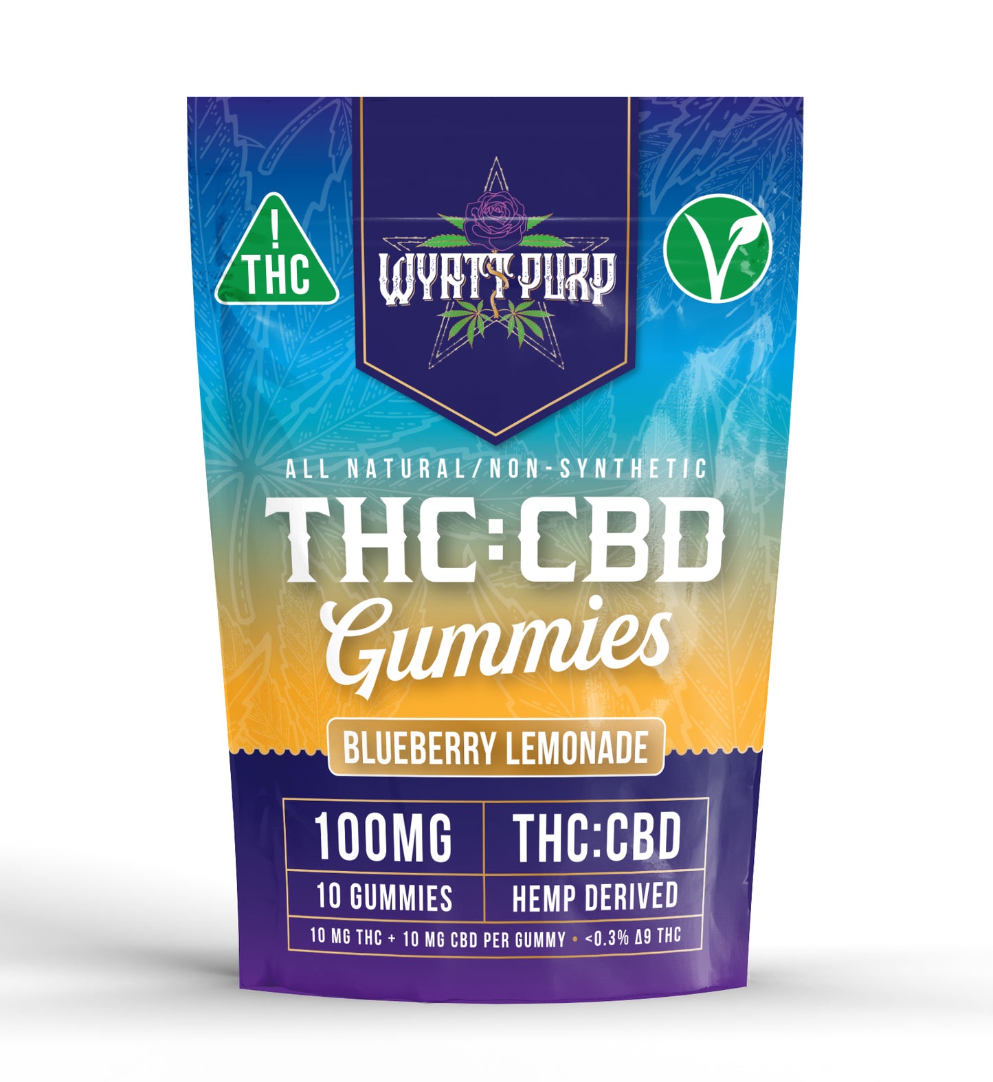 THC + CBD 100mg - Gummies 10 Pack of Edibles - Blueberry Lemonade