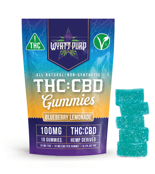THC + CBD 100mg - Gummies 10 Pack of Edibles - Blueberry Lemonade