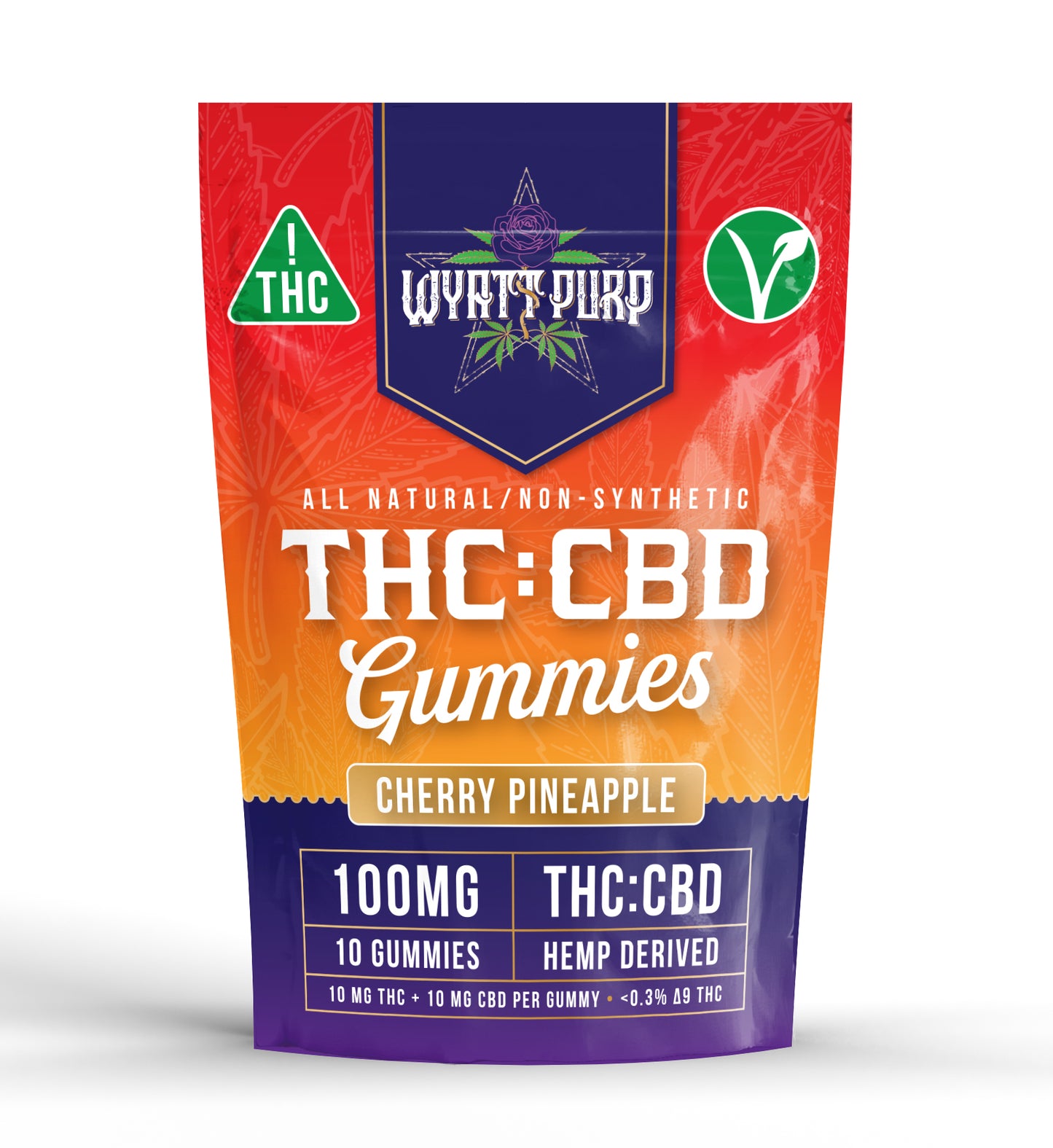 THC + CBD 100mg - Gummies 10 Pack of Edibles - Cherry Pineapple