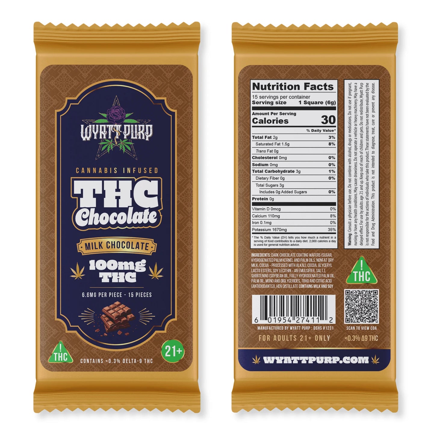 100mg THC Milk Chocolate Bar