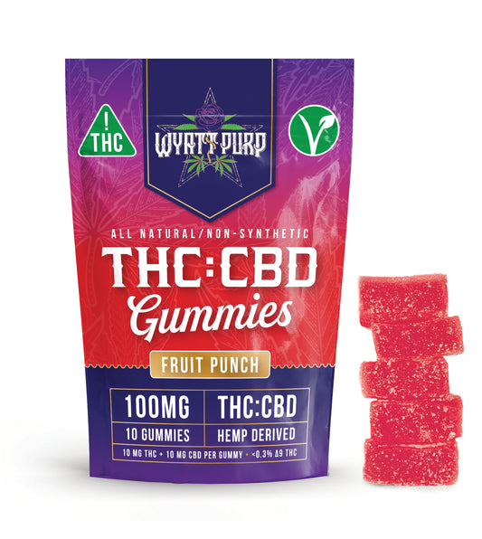 THC + CBD 100mg - Gummies 10 Pack of Edibles - Fruit Punch