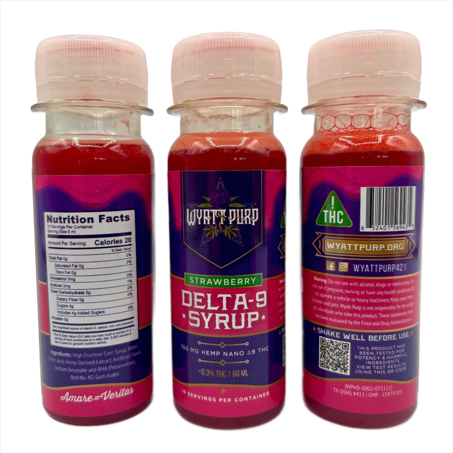 Delta 9 THC HD9 Nano Syrup Shot 150mg Drinkable Edible - Strawberry