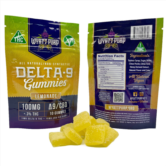 Delta 9 THC 100mg - Gummies 10 Pack of Edibles - Lemonade