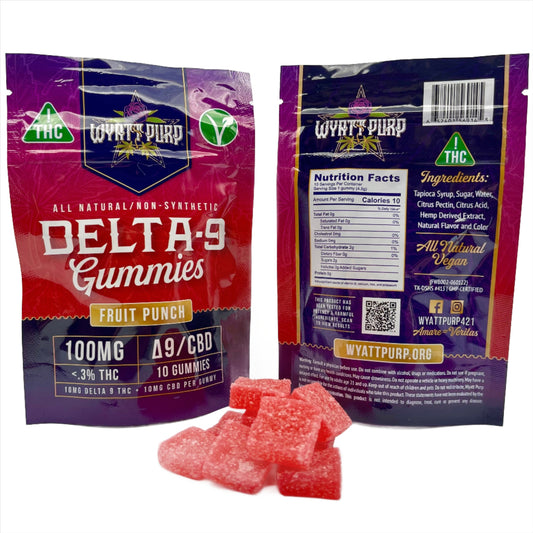 Delta 9 THC 100mg - Gummies 10 Pack of Edibles - Fruit Punch