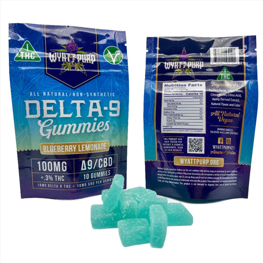 Delta 9 THC 100mg - Gummies 10 Pack of Edibles - Blueberry Lemonade
