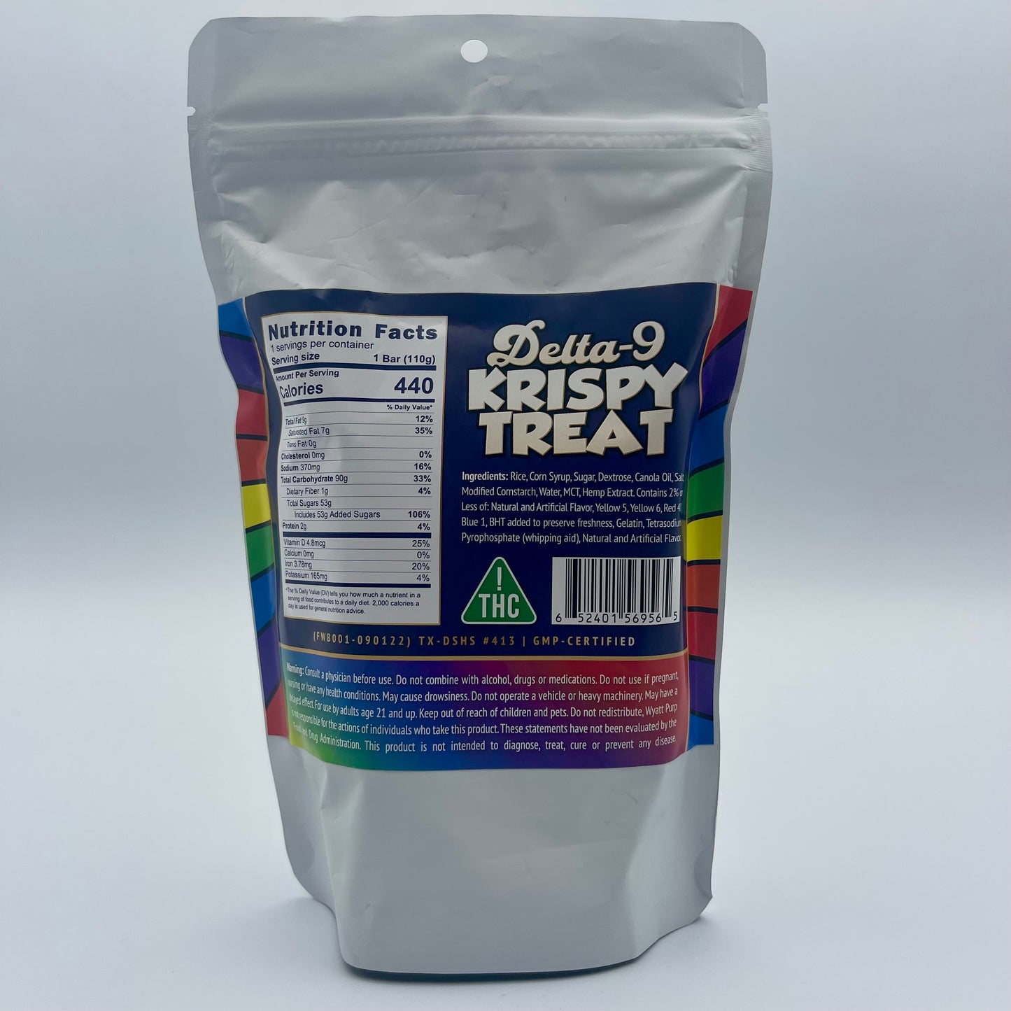 Delta 9 THC Cereal Bar 350mg Edible - Rainbow Fruity Cereal Bar