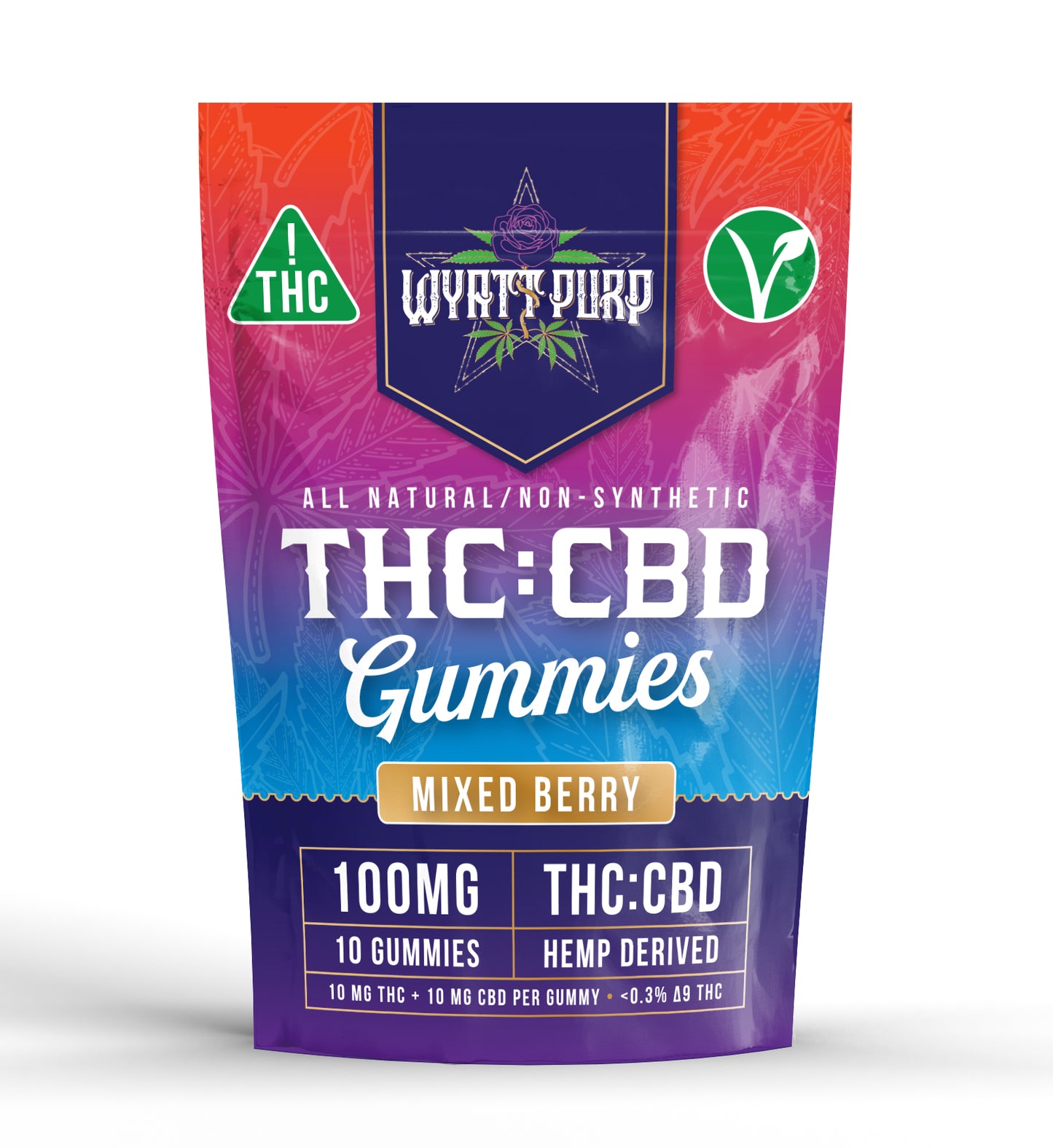 THC + CBD 100mg - Gummies 10 Pack of Edibles - Mixed Berry