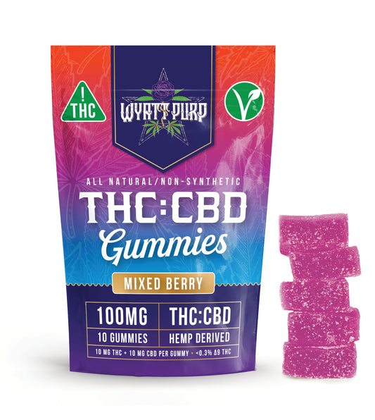 THC + CBD 100mg - Gummies 10 Pack of Edibles - Mixed Berry