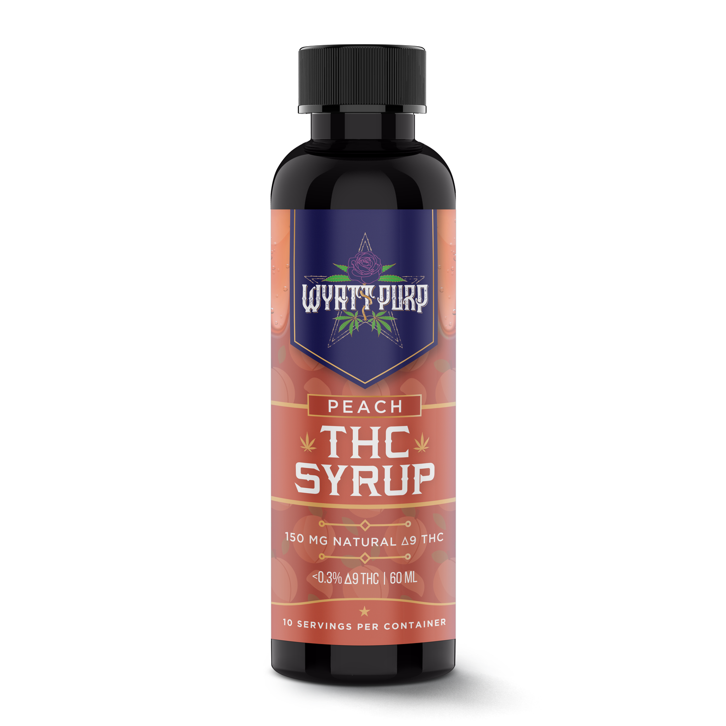 Delta 9 THC HD9 Nano Syrup Shot 150mg Drinkable Edible - Peach