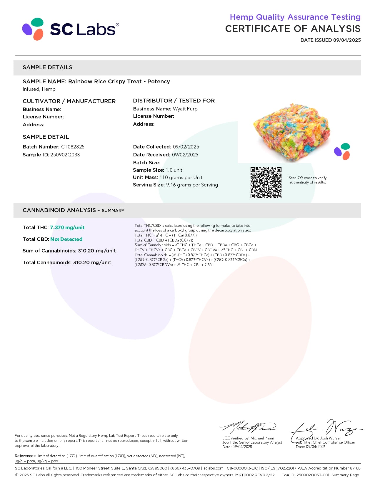 Cannabis Krispy THC Cereal Bar 350mg Edible - Rainbow Fruity Cereal Bar