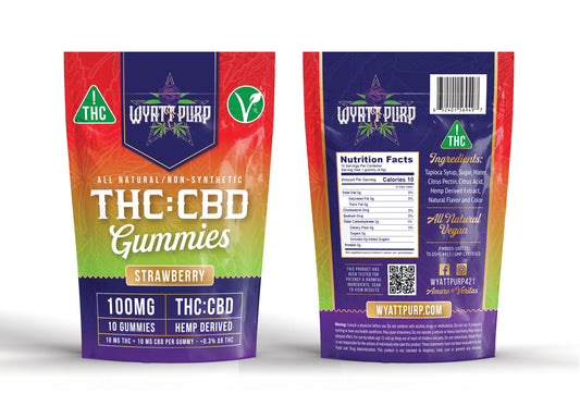 THC + CBD 100mg - Gummies 10 Pack of Edibles - Strawberry