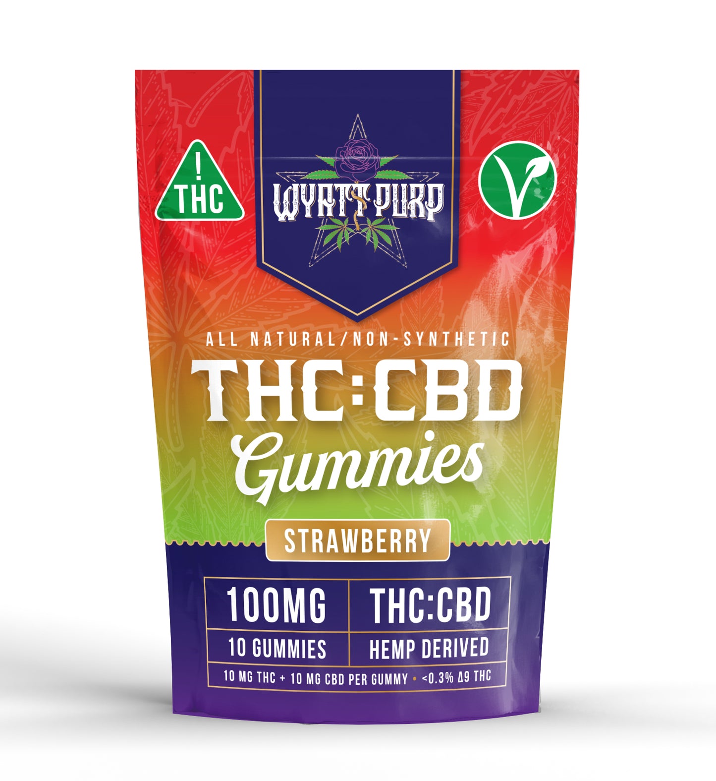 THC + CBD 100mg - Gummies 10 Pack of Edibles - Strawberry