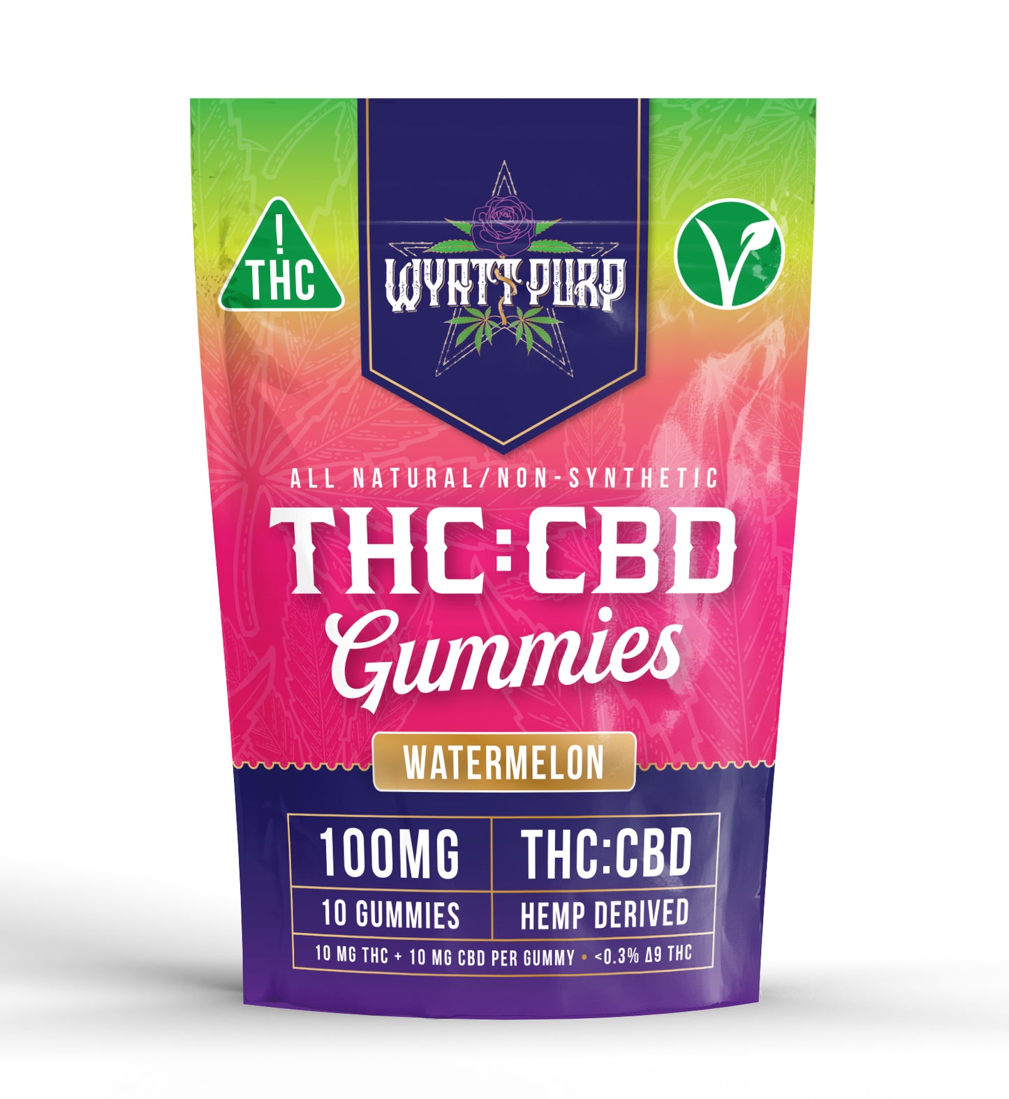 THC + CBD 100mg - Gummies 10 Pack of Edibles - Watermelon