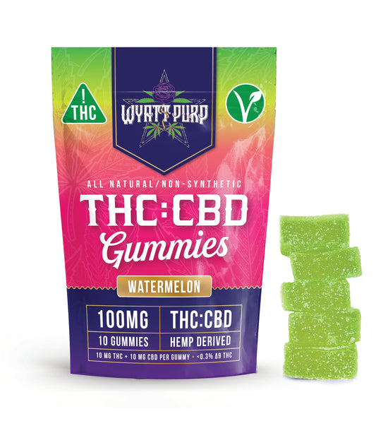 THC + CBD 100mg - Gummies 10 Pack of Edibles - Watermelon