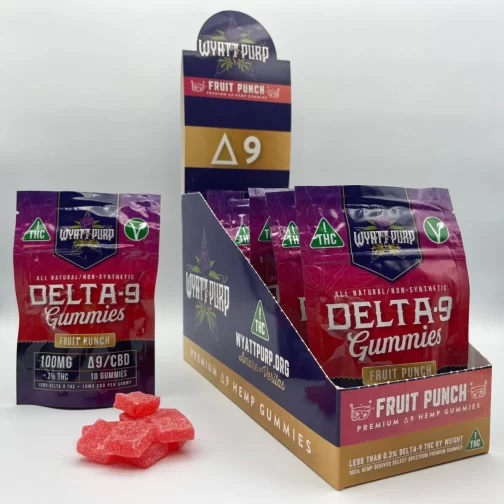 wyatt purp 12 pack of fruit punch delta 9 gummies