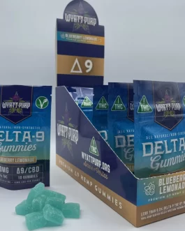 12 pack retail box of wyatt purp delta-9 gummies
