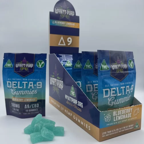 12 pack retail box of wyatt purp delta-9 gummies