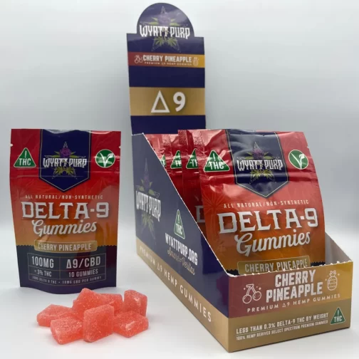 12 pack retail box wyatt purp cherry pineapply delta 9 gummies