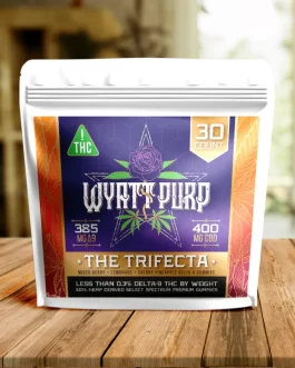 front of package for wyatt purp delta 9 gummies