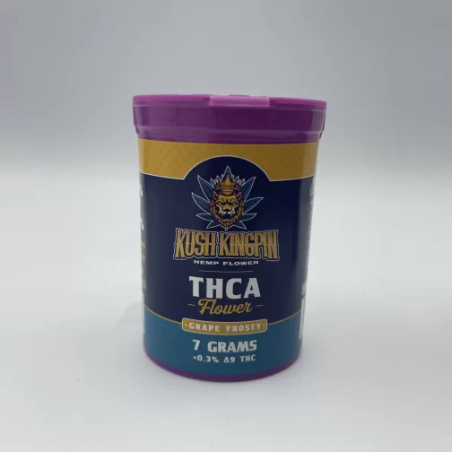 7 gram canister of grape frosty thca flower