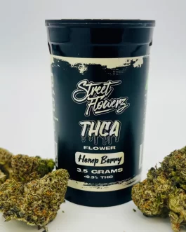 Hemp Berry Canister and Flowers