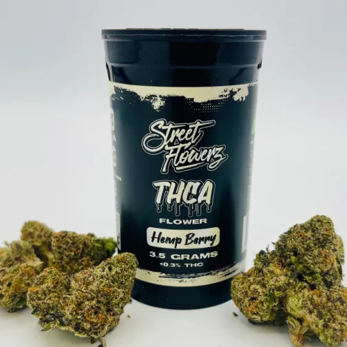 Hemp Berry Canister and Flowers